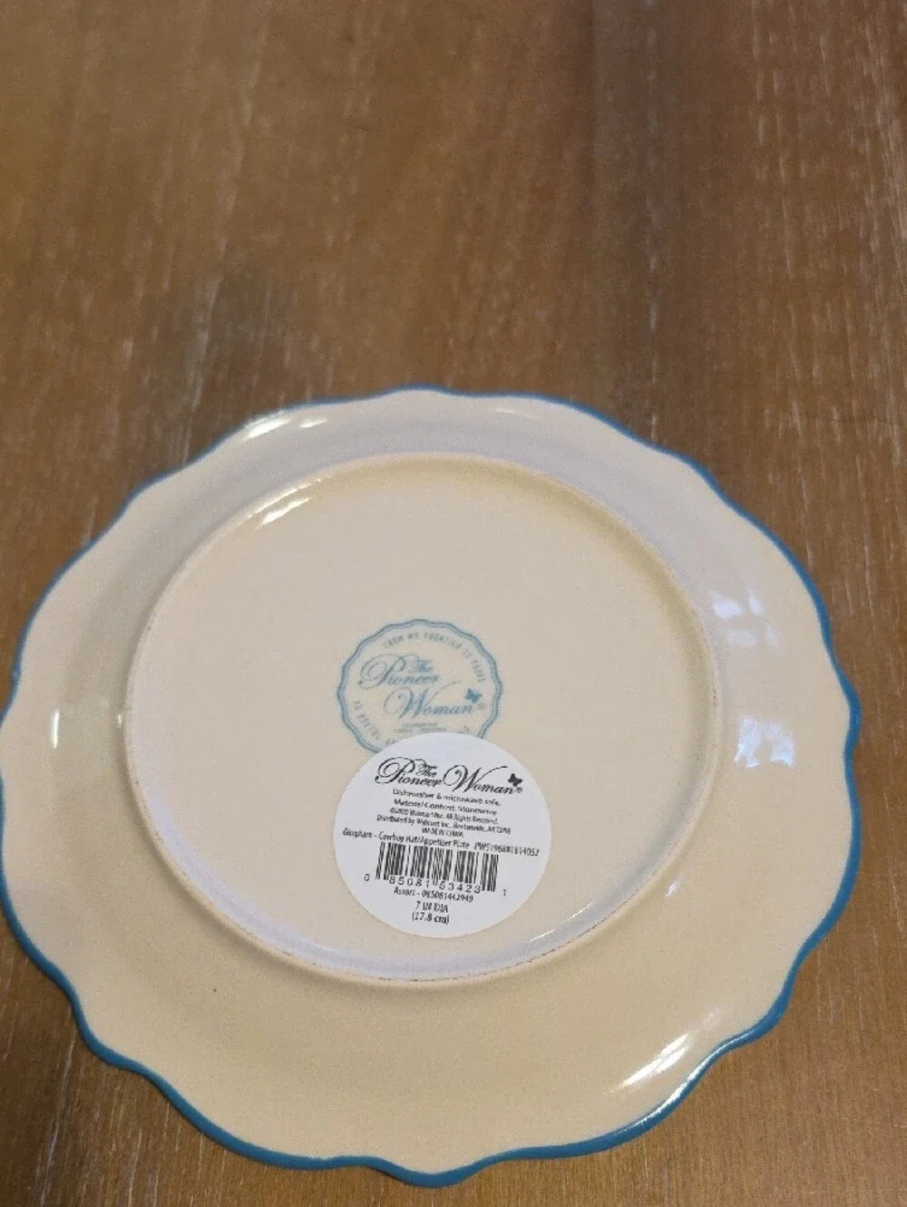 The Pioneer Woman Blue Check Cowboy Hat Decorative Party Plate NWT